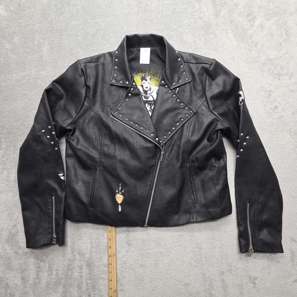 Disney Store Villains Evil Queen Biker Jacket Womens 2XL BLACK Studded